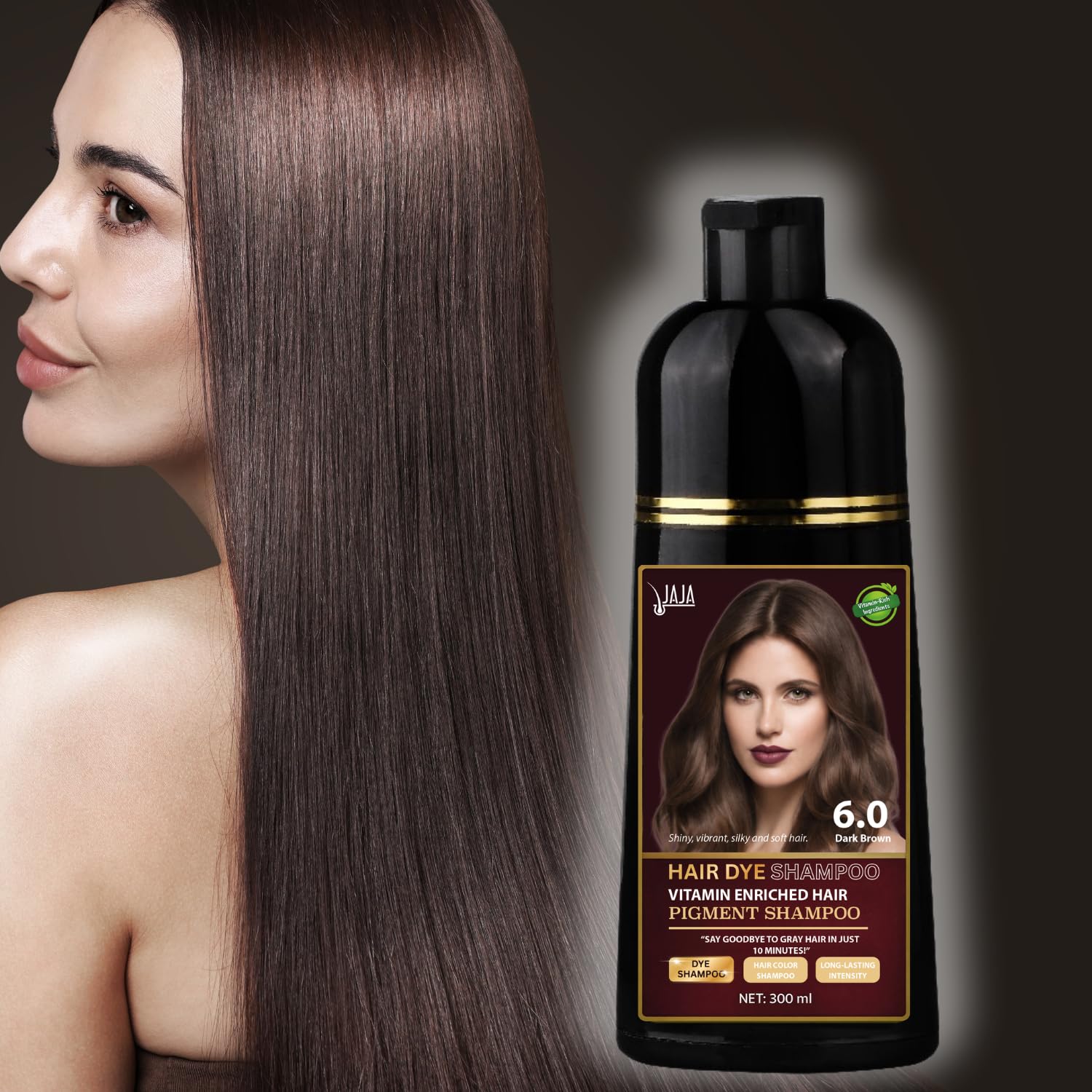 Amazon.com : jaja Dark Brown Hair Dye Shampoo Semi-Permanent Hair